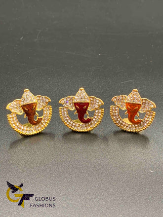 CZ stones and handmade enamel paint small Ganesh car idols