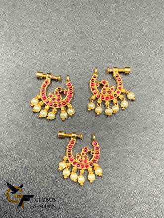 Kemp stones peacock design nose ring