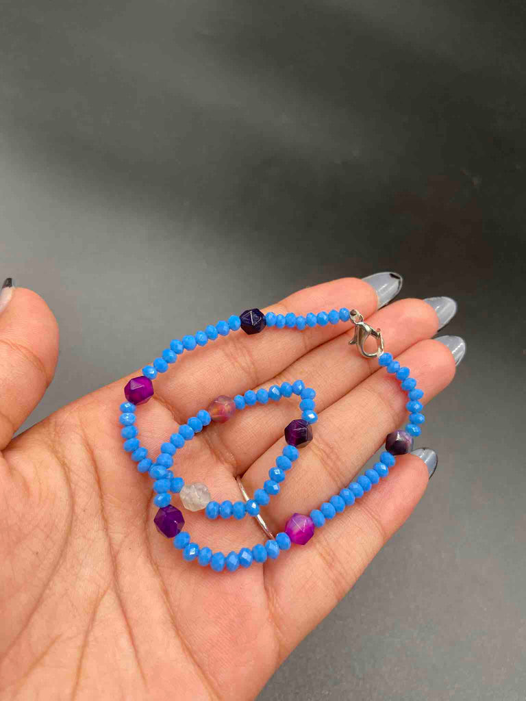 Blue Crystals with multicolored beads