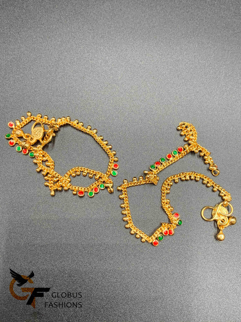 Enamel Paint with gold simple design anklets