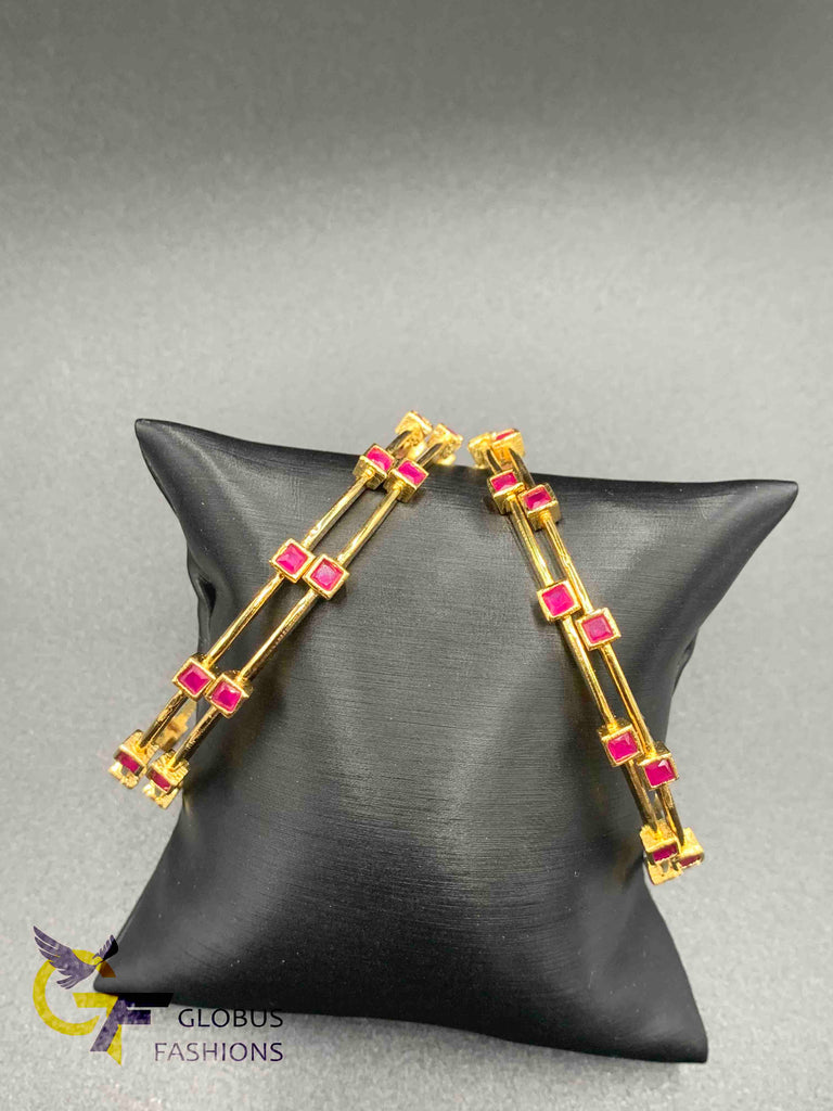 Ruby stones set of four bangles