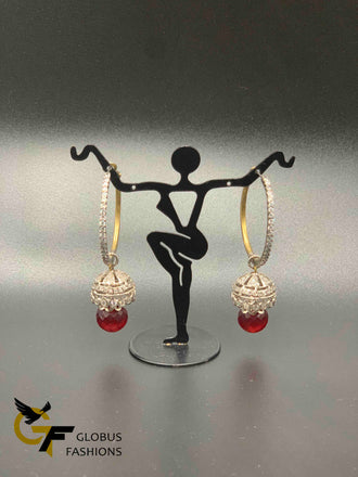 Big ring with jumka German silver earrings