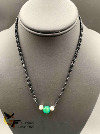 Double line black Diamond beads chain with small balls
