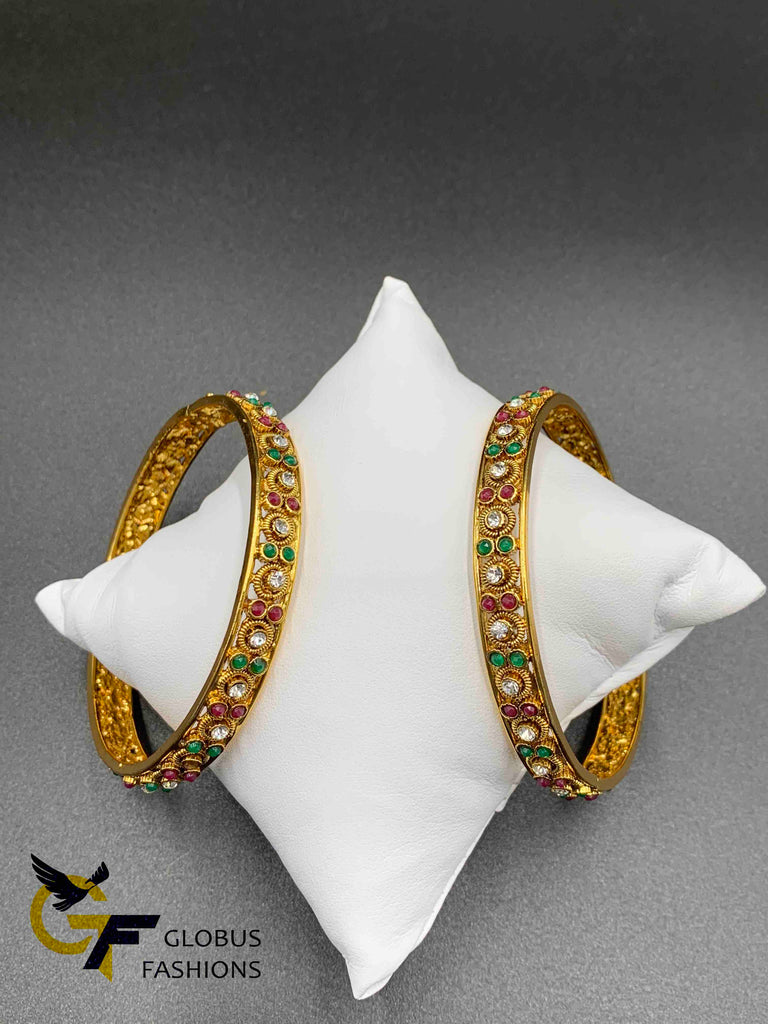 Traditional antique look multicolor stones bangles