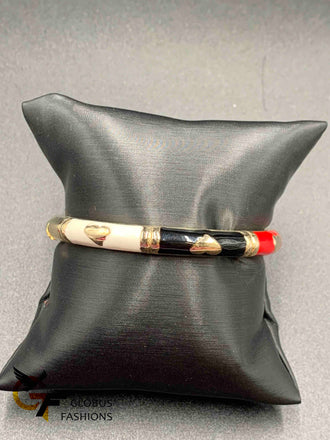 Hand painted enamel front open single bangle