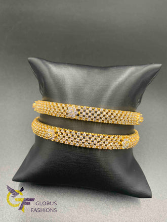 Cz stones bangles with small flower design