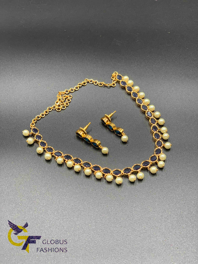 Emerald, cz stones and ruby stones necklace sets