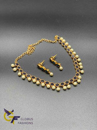 Emerald, cz stones and ruby stones necklace sets