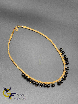 Cute thick cz stones mesh chain with black stone beads