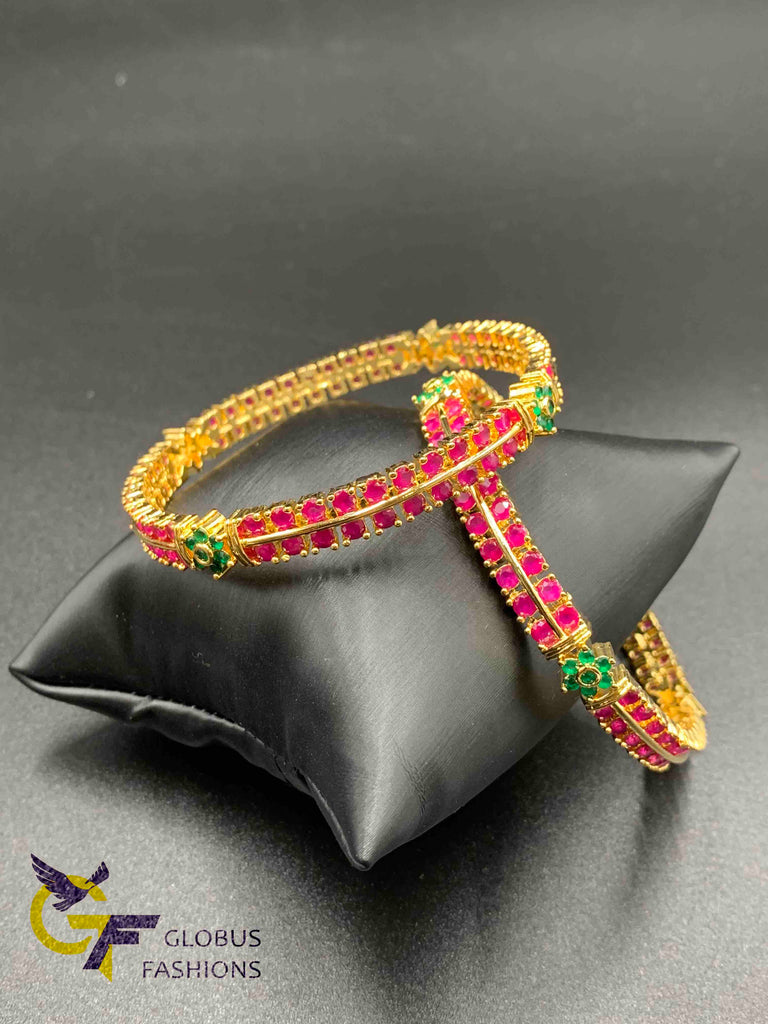 Ruby and emerald set of two bangles