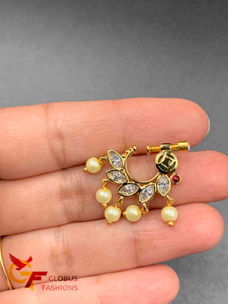 CZ Stones with pearls pressing nose ring
