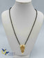 Uncut cz stones pendant with a single line black diamond beads chain