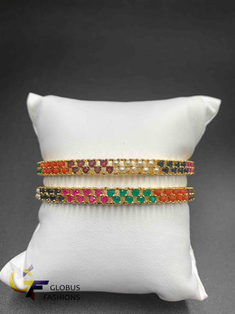 Navarathna Stones double line bangles