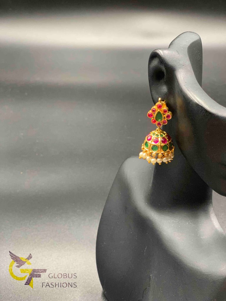 Traditional look Ruby stones with pearls short necklace