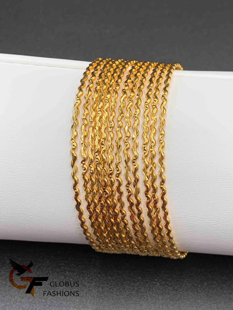 Plain gold zigzag design set of 24 bangles