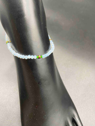 White crystal beads single anklet