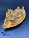 Gold plate with lakshmi print kumkum & Turmeric box