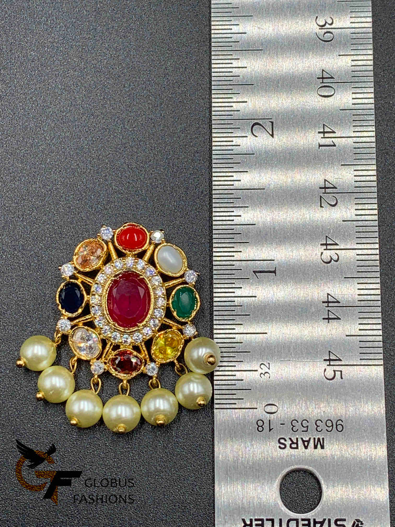Navarathna Stones Pendant Set with matching earrings