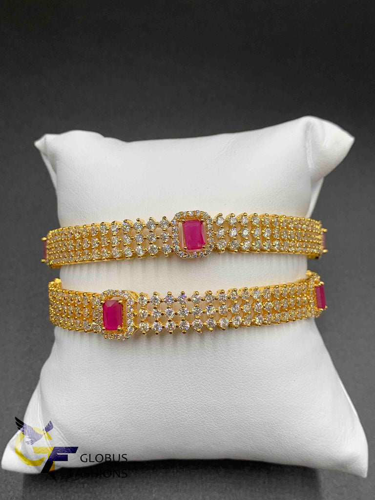 Cz stones with ruby stones bangles
