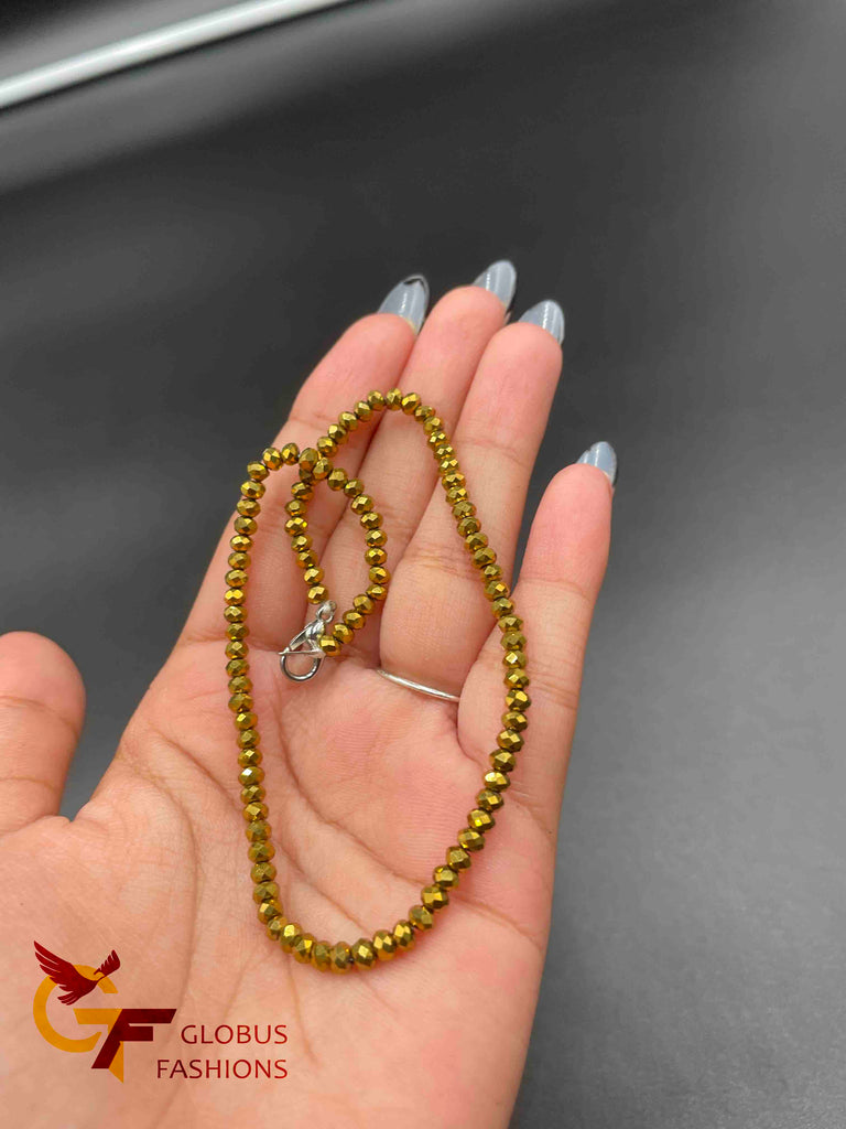 2 mm gold Crystal beads single anklet