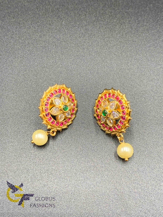 Multicolor Stones with Pearls stud type earrings