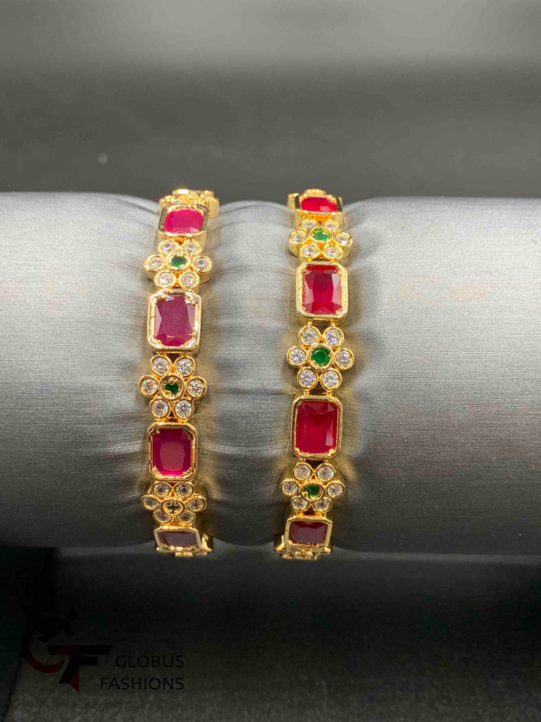 Ruby & Emerald Stones with cz Stones Bangles
