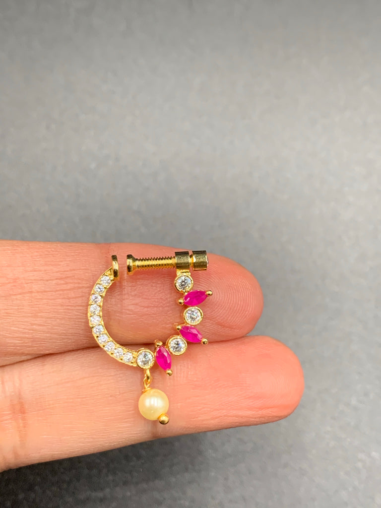 Stones with Pearls pressing nose rings