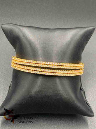 Single line cz stones set of four bangles