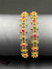 Flower design multicolor stones set of two bangles
