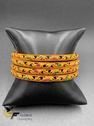 Antique and traditional look multicolor stones bangles