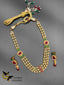 Cute rajwadi kundan stones with multicol stones three line necklace set