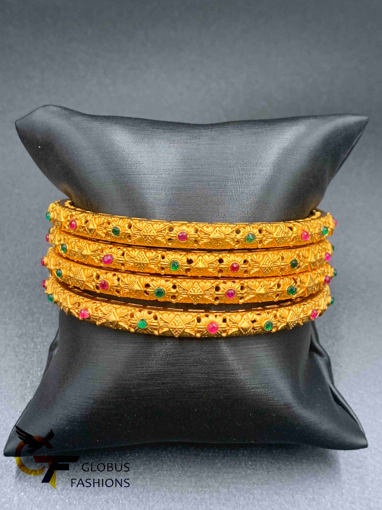 Antique look bangles with multicolor stones set of four bangles