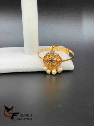 Multicolor stones with pearls peacock design kids bajubund