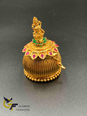 Traditional and antique finish lakshmi devi print kumkum box