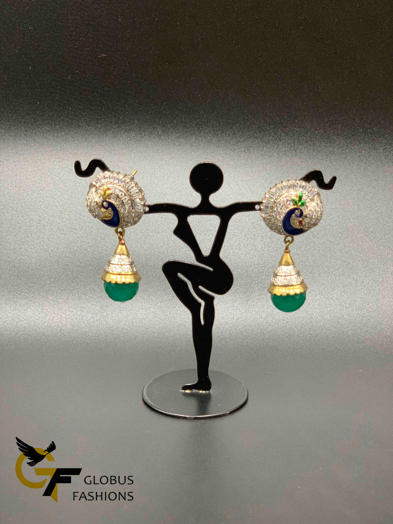 Peacock design different colors German silver earrings