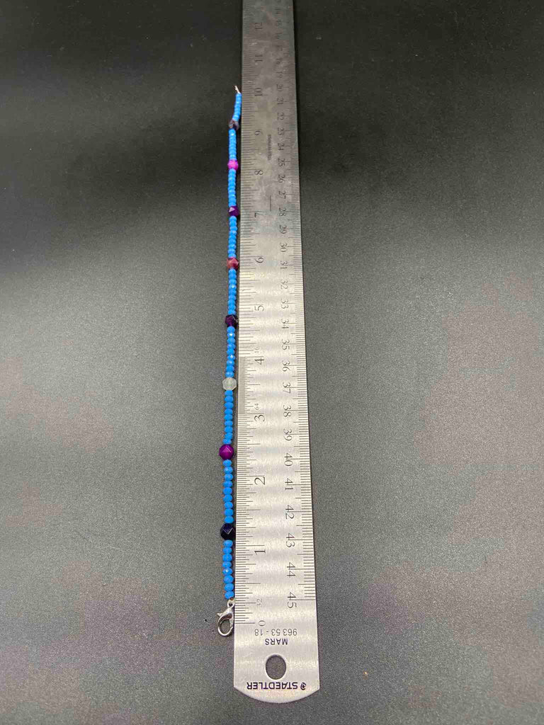 Blue Crystals with multicolored beads
