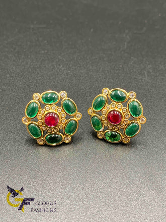 Traditional look emerald Stones stud type