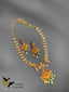 Elegant design multi-color stones and uncut CZ stones with pearls necklace set