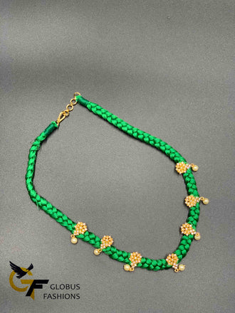 Nice silk thread braided chain with cz stones small pendants