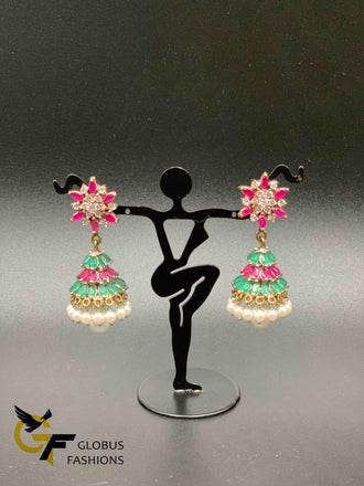 German silver multicolor stones jumkas