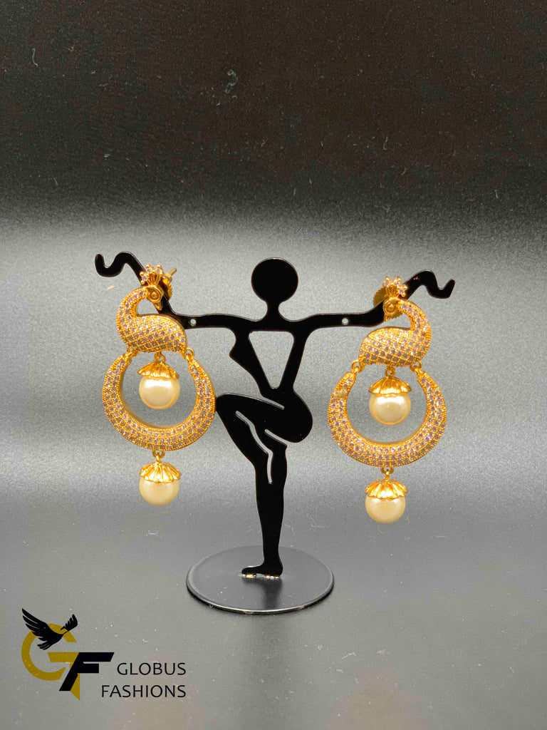 Beautiful and traditional look peacock design chandbali earrings