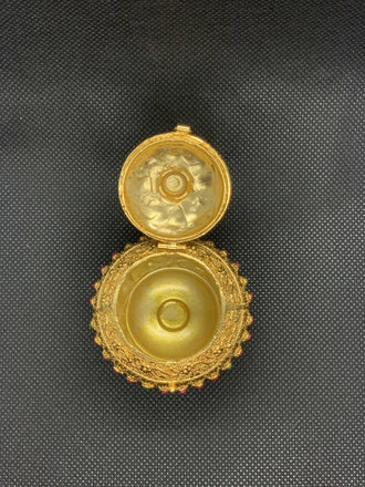 Multicolor stones flower design kumkum and turmeric box - Globus Fashions