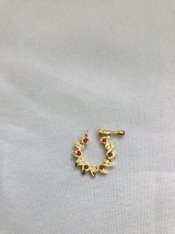 Ruby and cz stones nose ring - Globus Fashions