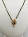Simple single line black beads chain with small cz stones pendant - Globus Fashions