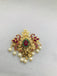 Traditional look peacock design multicolor stones with pearls pendant and earrings - Globus Fashions